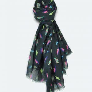 Neon bird print scarf