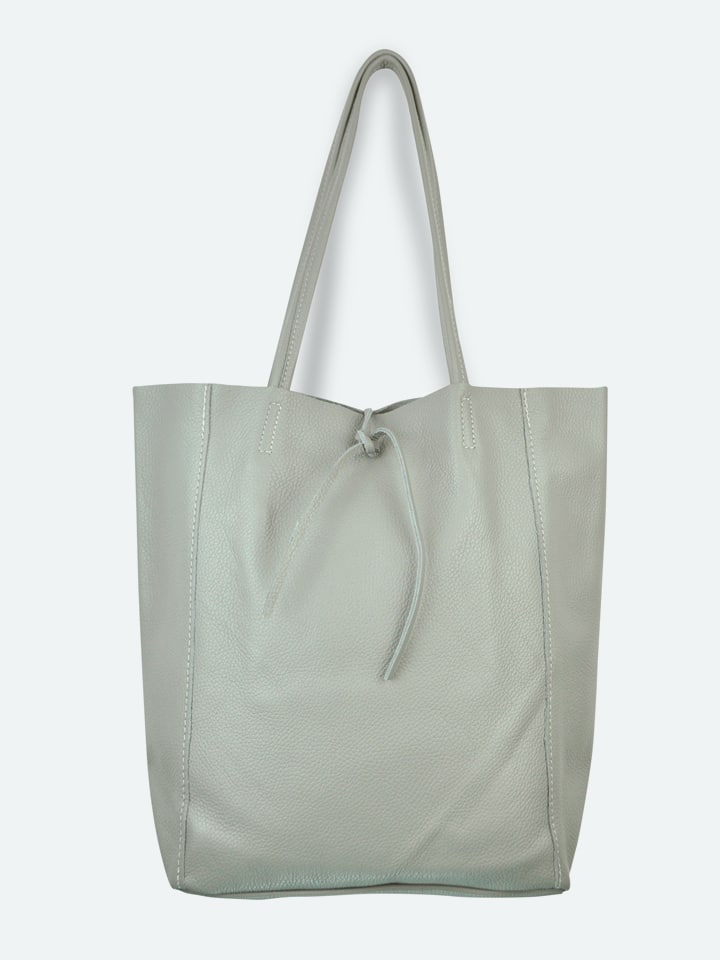 Grey leather tote bag