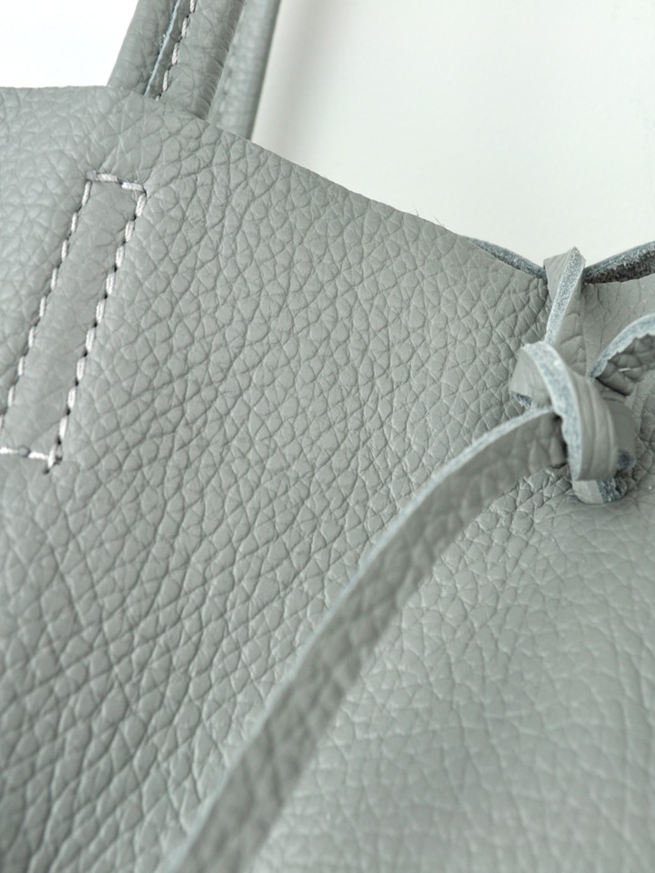 Grey leather tote bag detail
