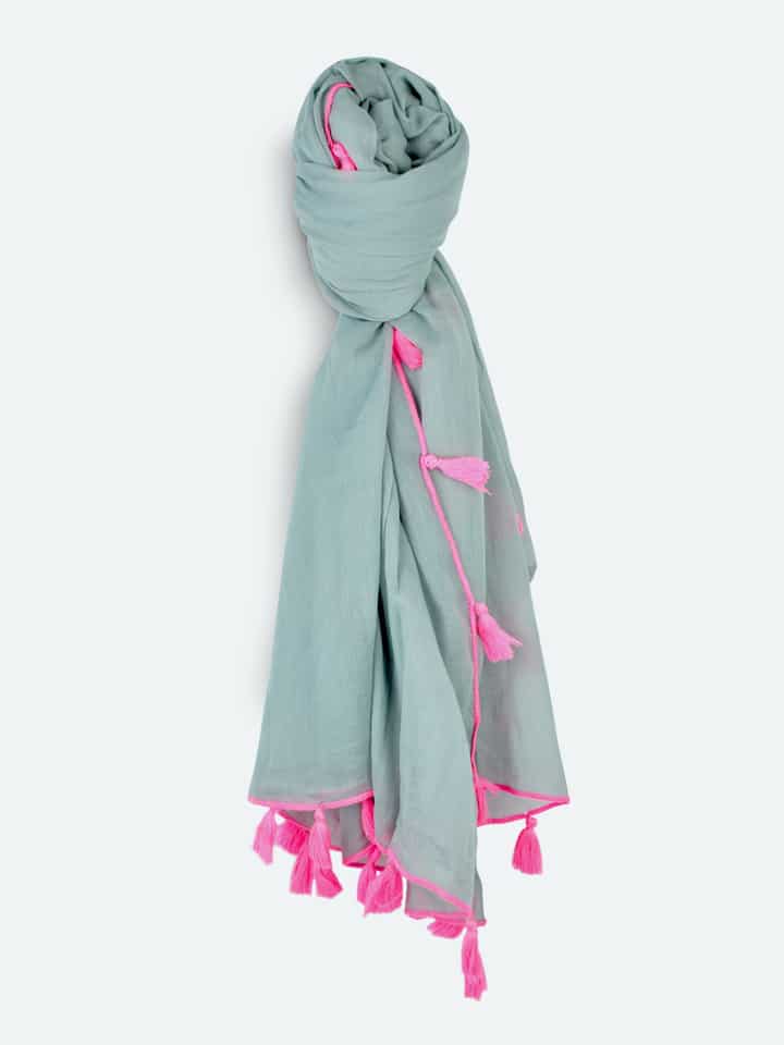 Tilly bright pink tassel scarf