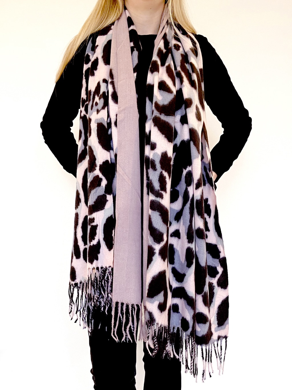 blush and leopard print scarf
