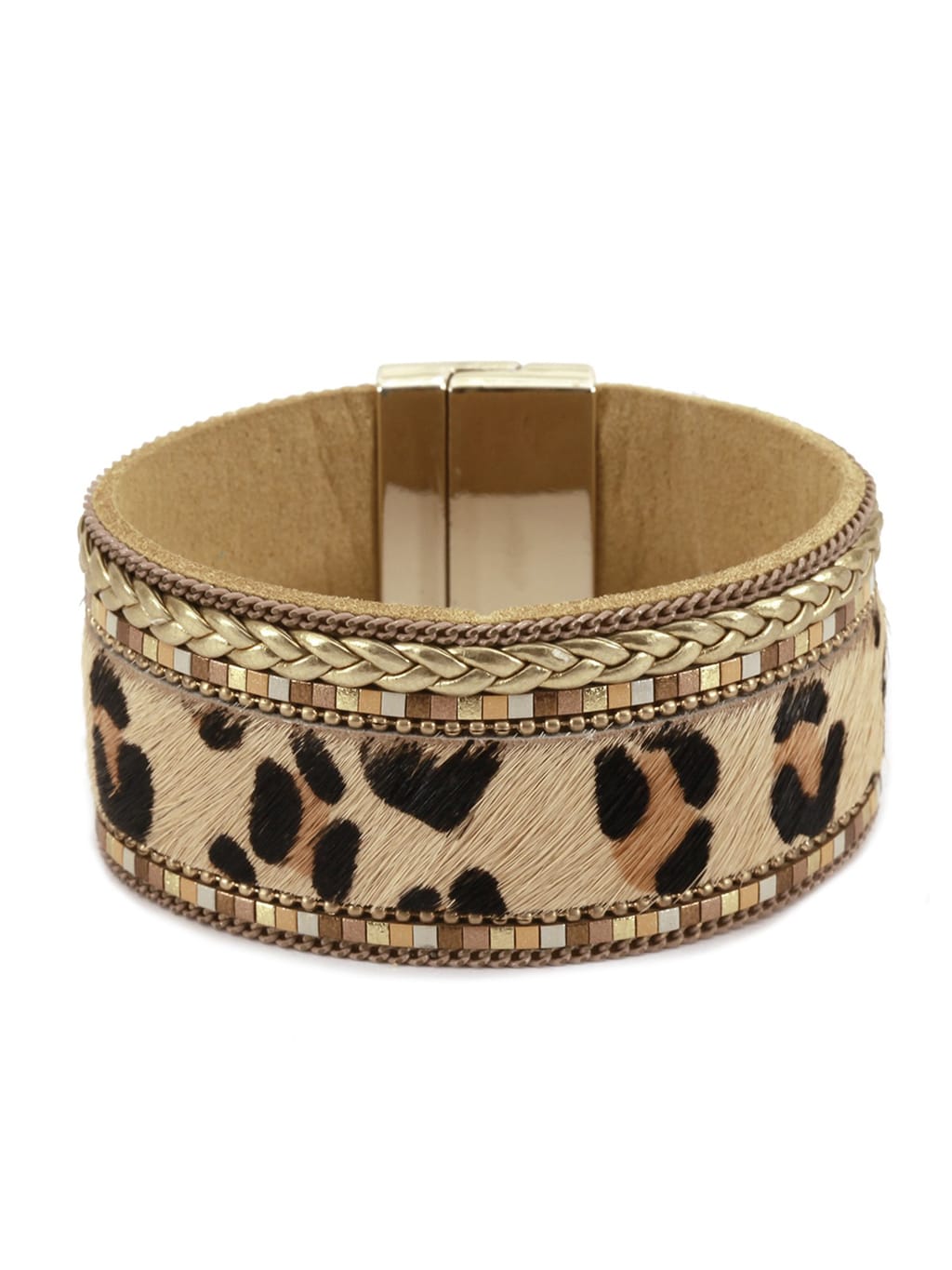 Natural leopard print cuff bracelet