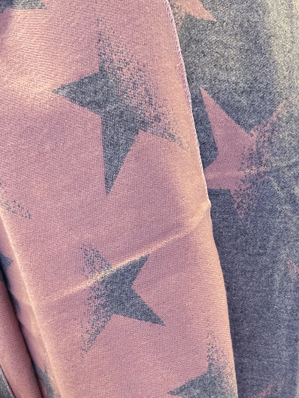grey pink star scarf close up