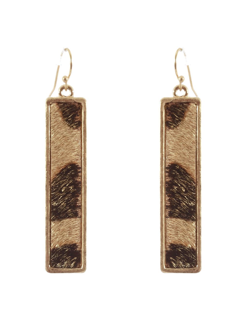 rectangle leopard print earings gold