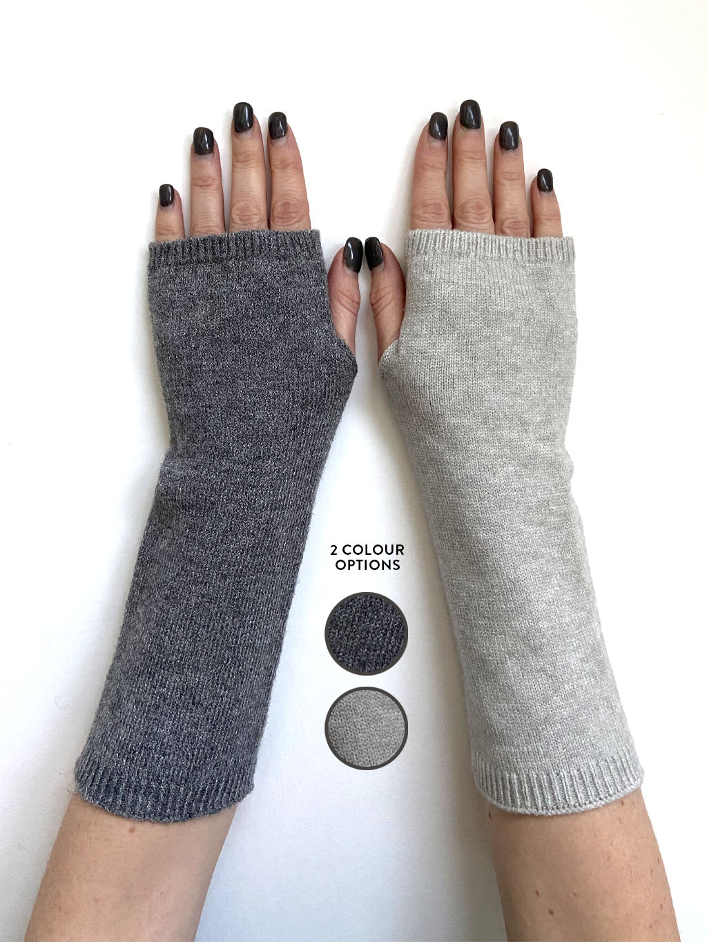 fingerless gloves in two colour options