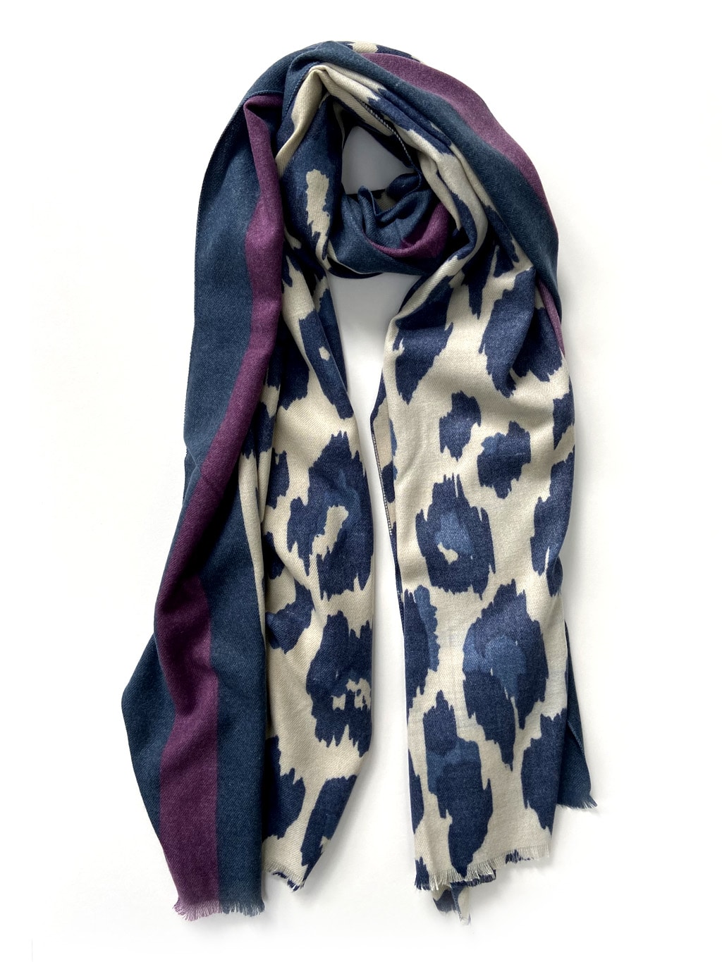 blue leopard print scarf