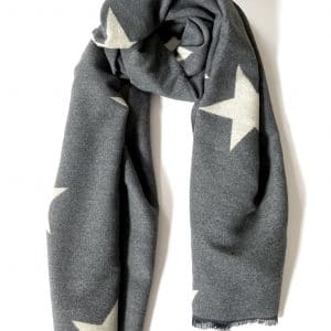 Grey and white star scarf