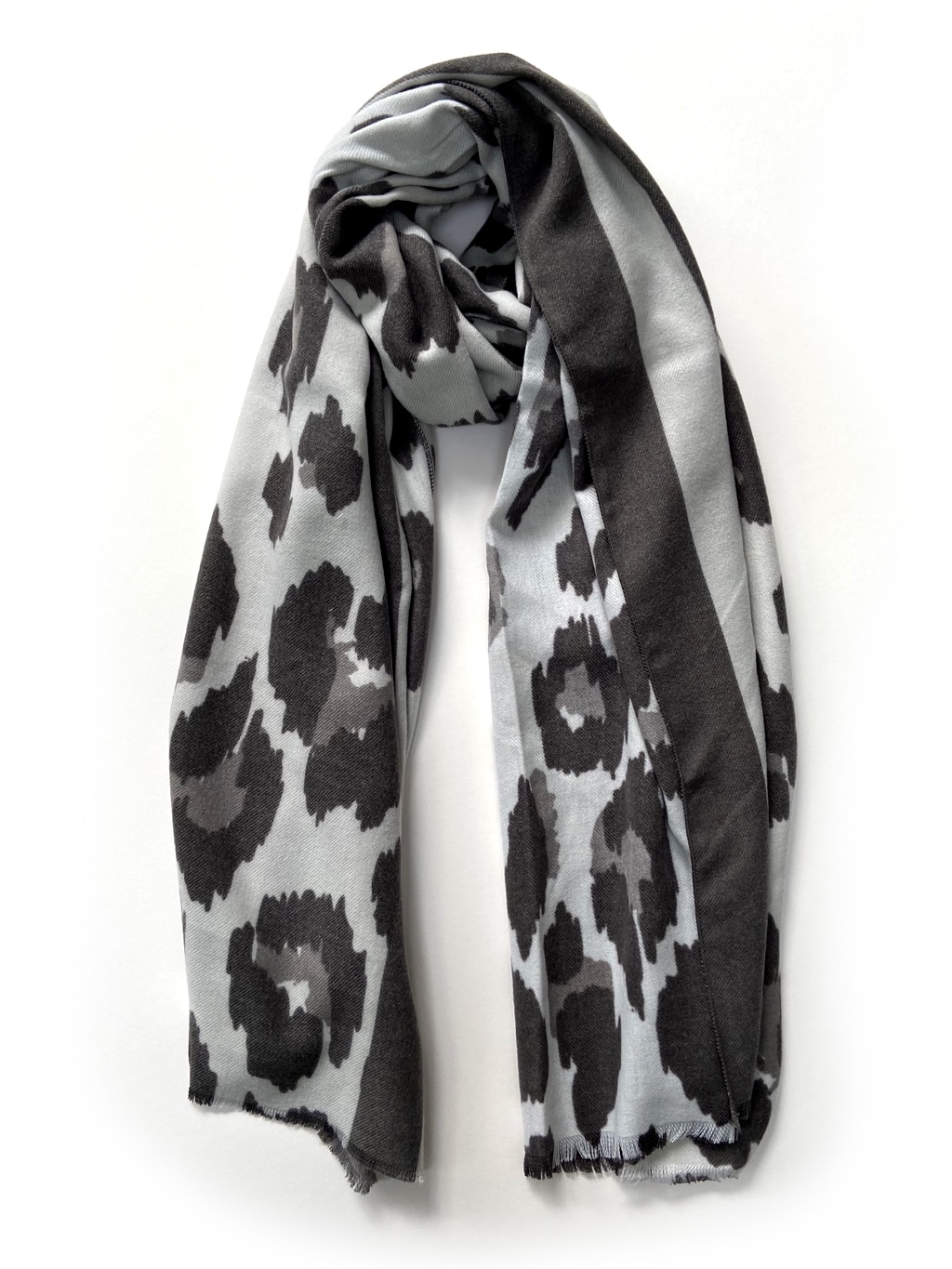 Grey leopard print scarf