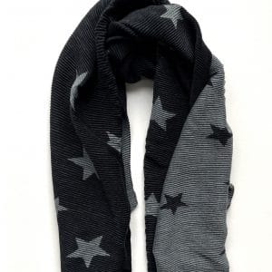 Black star ribbed scarf