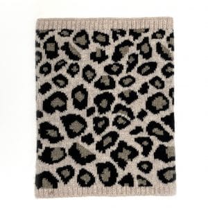 natural cashmere leopard neck warmer