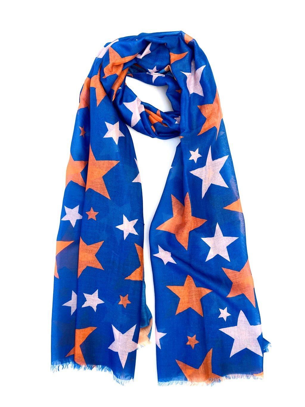 blue and orange star scarf full length
