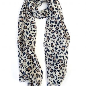 camel leopard print full scarf