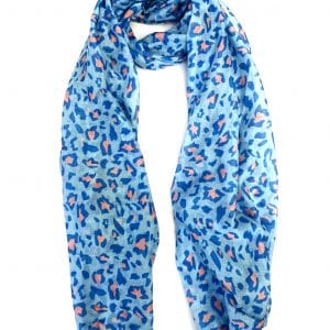 blue leopard full length scarf