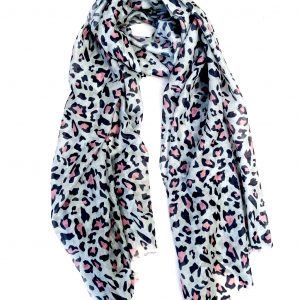 pink leopard print full length scarf