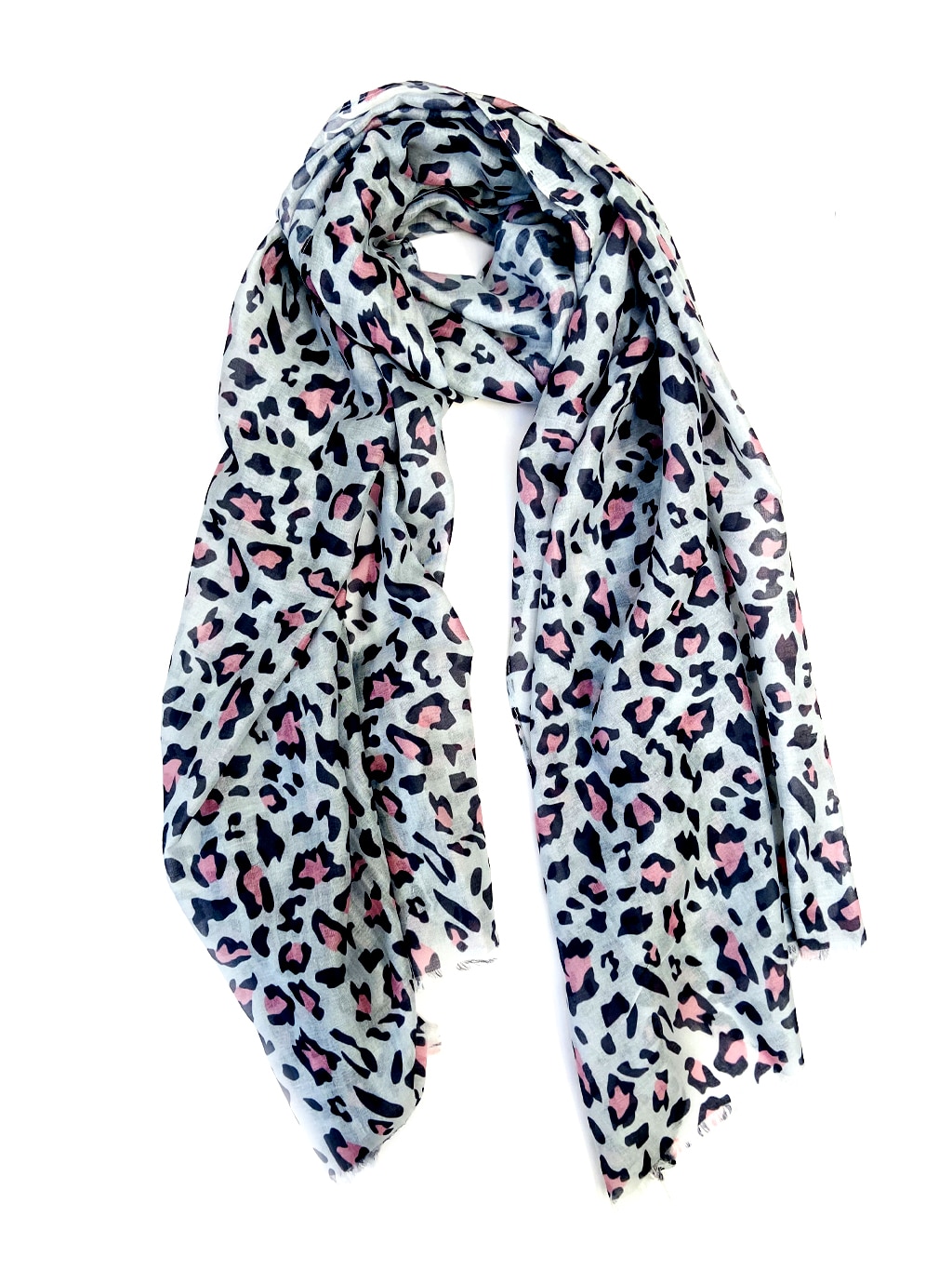 pink leopard print full length scarf